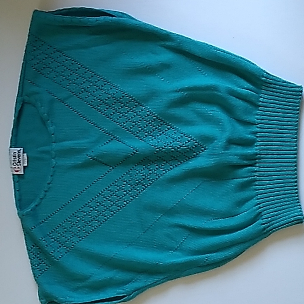 Cristin Stevens Teal knit sweater vest